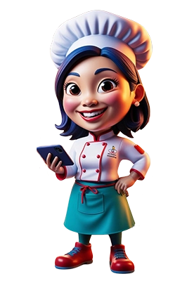 friendly animation - our friendly chef serving
