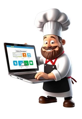 friendly animation - our friendly chef serving
