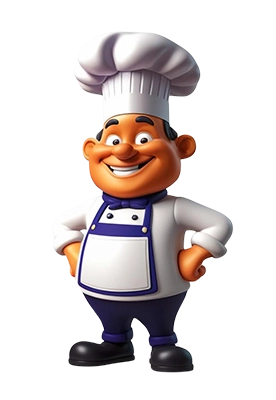 friendly animation - our friendly chef serving